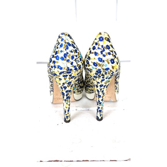 Aldo satin pumps floral high heel peep toe platform heels 37 - Picture 6 of 6